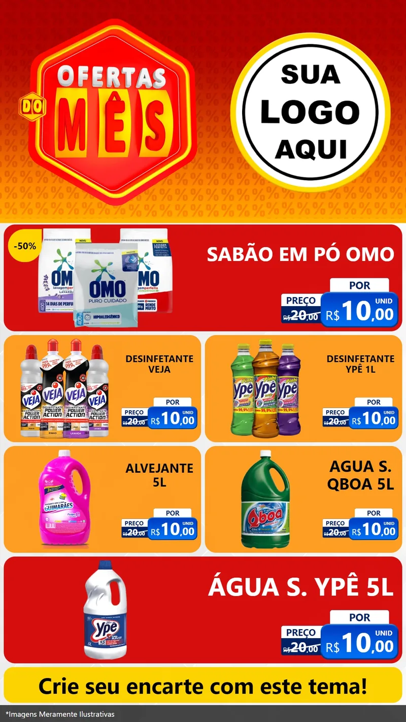 Modelo de TV para TV Vertical com o tema Ofertas do Mês para Produtos de Limpeza