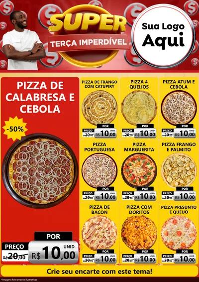 Modelo de Encarte para Encarte A4 Vertical com o tema Super Terça Imperdível para Pizzaria