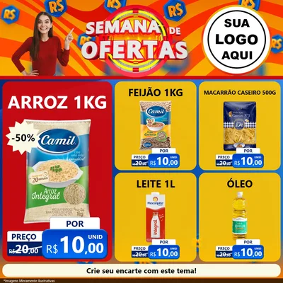 Modelo de Rede Social para Feed Facebook com o tema Semana de Ofertas para Supermercado