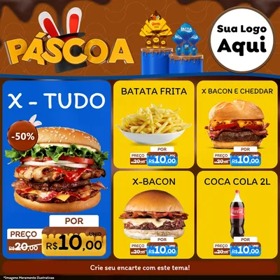 Modelo de Rede Social para Feed Facebook com o tema Páscoa para Hamburgueria