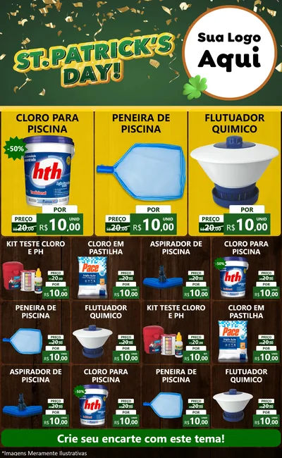 Modelo de Encarte para Encarte Grande com o tema St Patriks Day para Produtos para Piscina