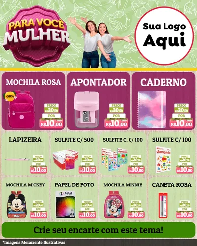 Modelo de Rede Social para Feed Instagram com o tema Para Você Mulher para Papelaria