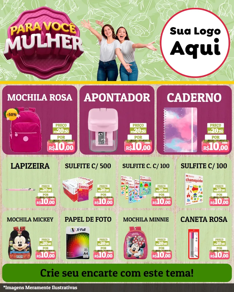 Modelo de Rede Social para Feed Instagram com o tema Para Você Mulher para Papelaria