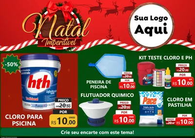 Modelo de Encarte para Encarte A4 Horizontal com o tema Natal Imperdível para Produtos para Piscina