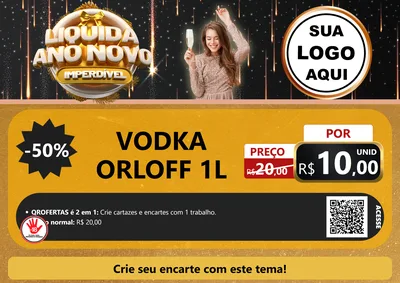 Modelo de Cartaz para Cartaz A4 Horizontal com o tema Liquida Ano Novo Imperdível para Distribuidora de bebidas