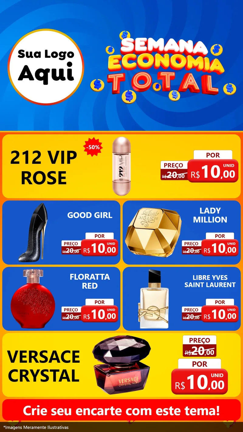Modelo de TV para TV Vertical com o tema Semana Economia Total para Perfumes