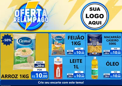 Modelo de Encarte para Encarte A4 Horizontal com o tema Oferta Relâmpago para Supermercado