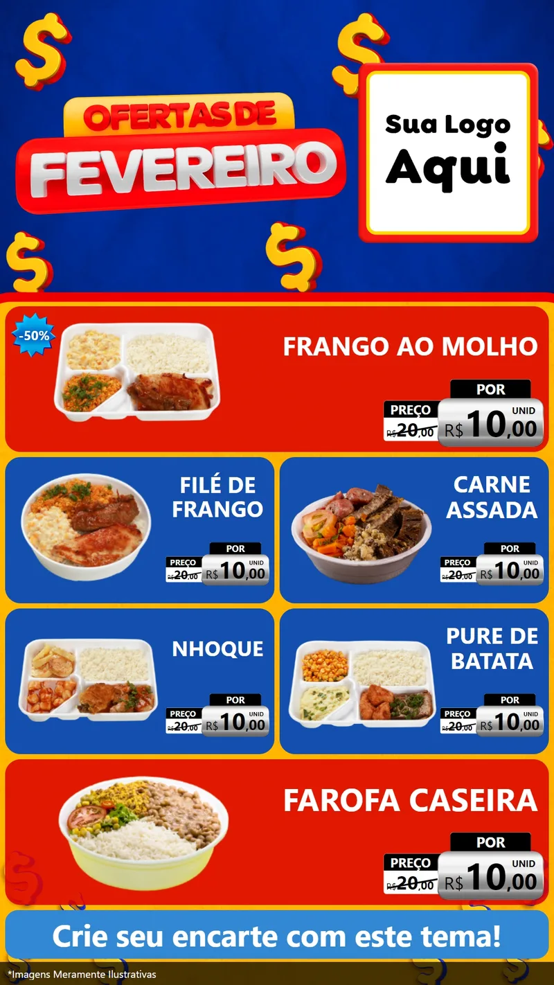 Modelo de TV para TV Vertical com o tema Ofertas de Fevereiro para Restaurante