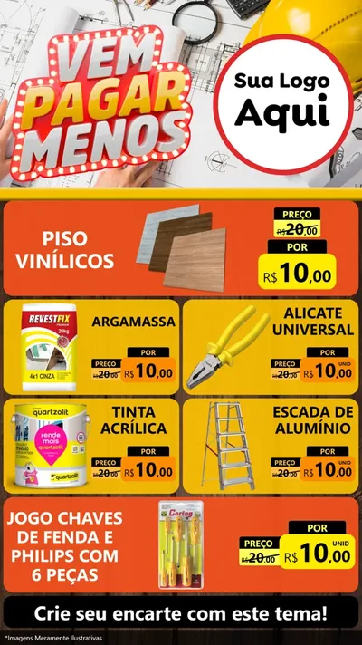 Modelo de TV para TV Vertical com o tema Vem Pagar Menos - Construção para Material para Construção