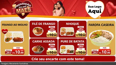 Modelo de TV para TV Horizontal com o tema Promoção Dia das Mães para Restaurante