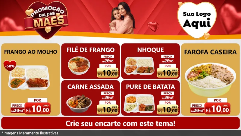 Modelo de TV para TV Horizontal com o tema Promoção Dia das Mães para Restaurante