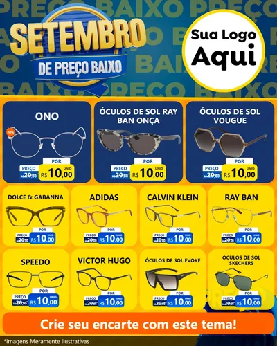 Modelo de Rede Social para Feed Instagram com o tema Setembro De Preço Baixo para Óticas