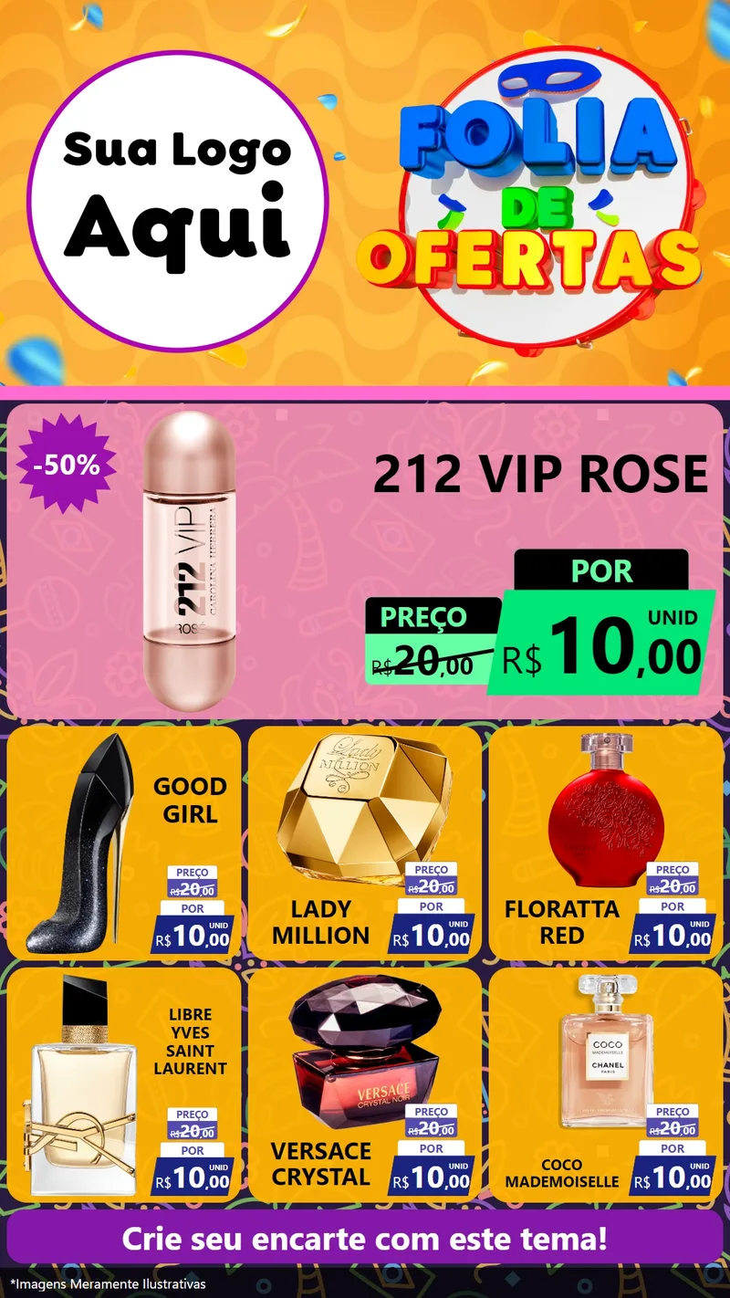 Modelo de Rede Social para Stories com o tema Folia de Ofertas para Perfumes