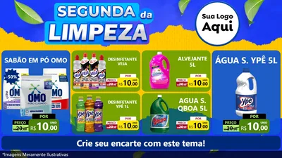 Modelo de TV para TV Horizontal com o tema Segunda da Limpeza para Produtos de Limpeza
