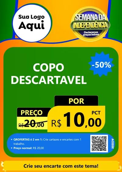 Modelo de Cartaz para Cartaz A4 Vertical com o tema Semana da Independência Declaramos Preços Baixos para Embalagens