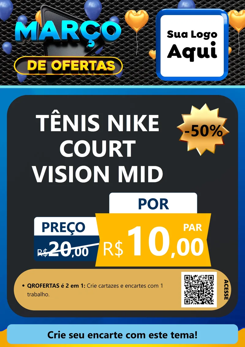 Modelo de Cartaz para Cartaz A4 Vertical com o tema Março de Ofertas para Calçados