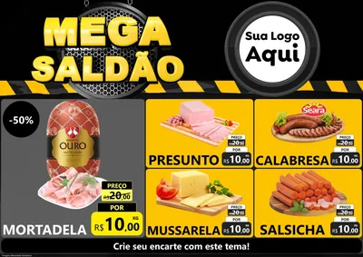 Modelo de Encarte para Encarte A4 Horizontal com o tema Mega Saldão para Frios e Laticínios