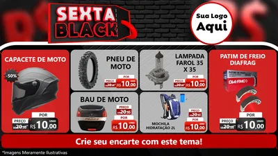 Modelo de TV para TV Horizontal com o tema Sexta Black para Moto peças