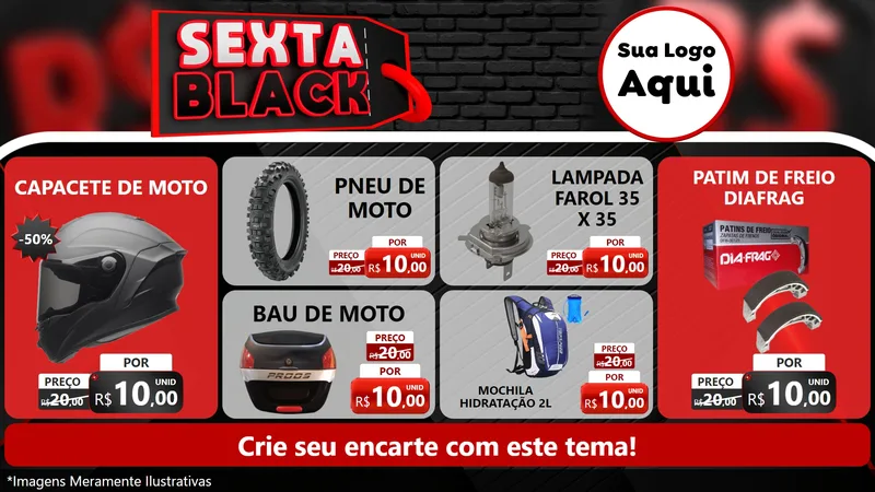 Modelo de TV para TV Horizontal com o tema Sexta Black para Moto peças