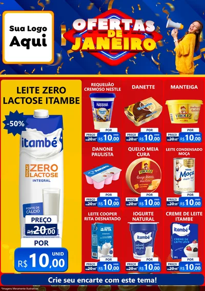 Modelo de Encarte para Encarte A4 Vertical com o tema Ofertas de Janeiro para Frios e Laticínios