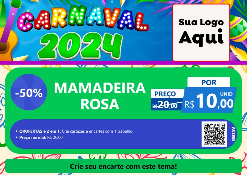 Modelo de Cartaz para Cartaz A4 Horizontal com o tema Carnaval 2027 para Bebês