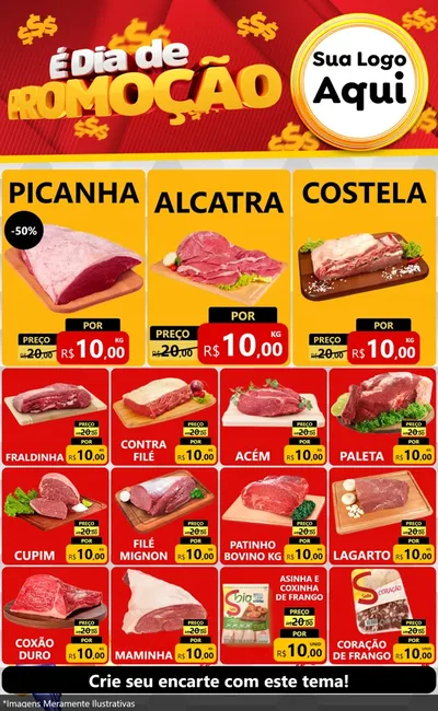 Modelo de Encarte para Encarte Grande com o tema É Dia De Promoção para Açougue