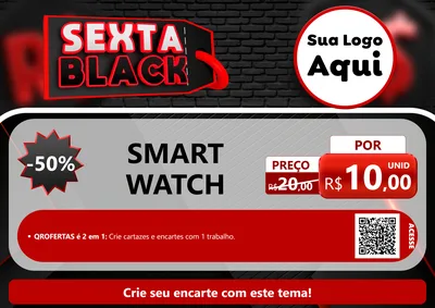 Modelo de Cartaz para Cartaz A4 Horizontal com o tema Sexta Black para Informática