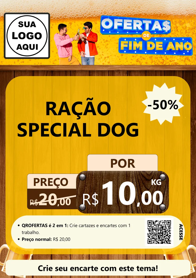 Modelo de Cartaz para Cartaz A4 Vertical com o tema Ofertas de Fim de Ano para Pet Shop