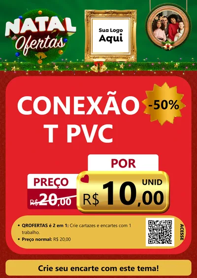 Modelo de Cartaz para Cartaz A4 Vertical com o tema Natal de Ofertas para Tubos e conexões