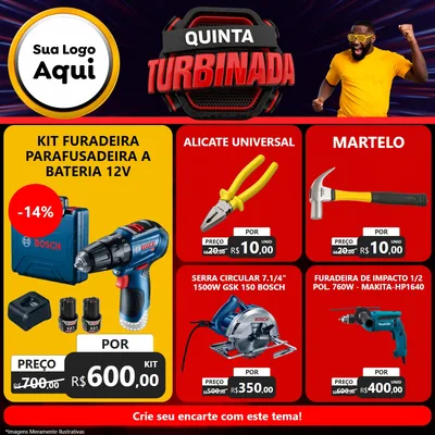 Modelo de Rede Social para Feed Facebook com o tema Quinta Turbinada para Maquinas e Ferramentas