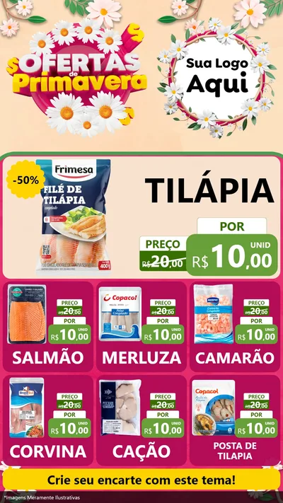 Modelo de Rede Social para Stories com o tema Ofertas de Primavera para Peixaria