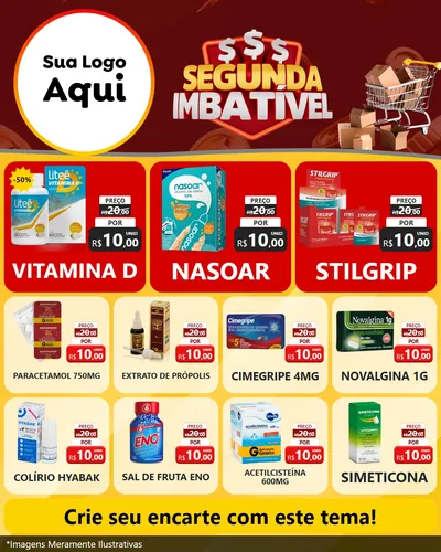 Modelo de Rede Social para Feed Instagram com o tema Segunda Imbatível para Farmácia