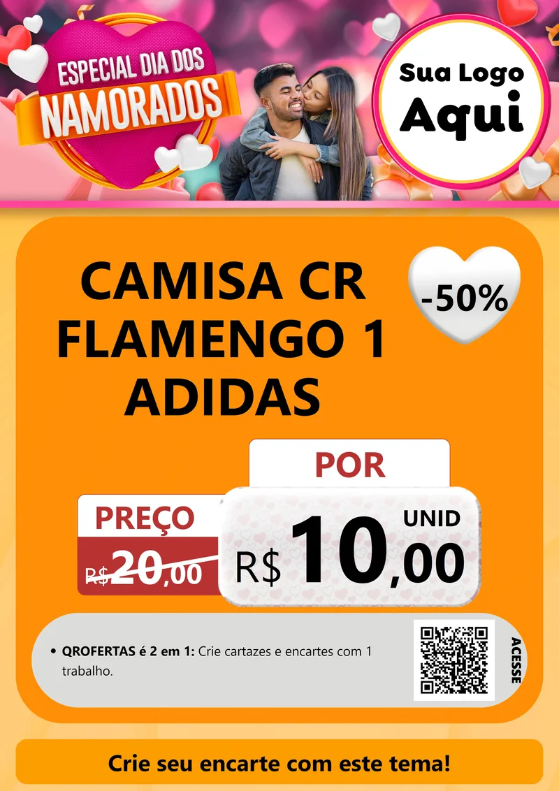 Modelo de Cartaz para Cartaz A4 Vertical com o tema Especial Dia dos Namorados para Roupas e acessórios