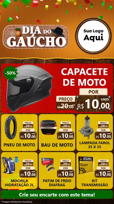 Modelo de Rede Social para Stories com o tema Dia do Gaúcho para Moto peças