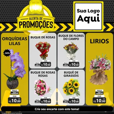 Modelo de Rede Social para Feed Facebook com o tema Alerta de Promoções para Floricultura e jardim