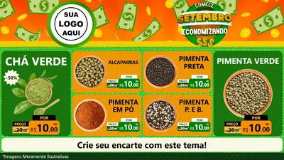 Modelo de TV para TV Horizontal com o tema Comece Setembro Economizando para Produtos Naturais