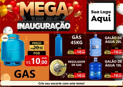 Modelo de Encarte para Encarte A4 Horizontal com o tema Mega Inauguração para Água e gás