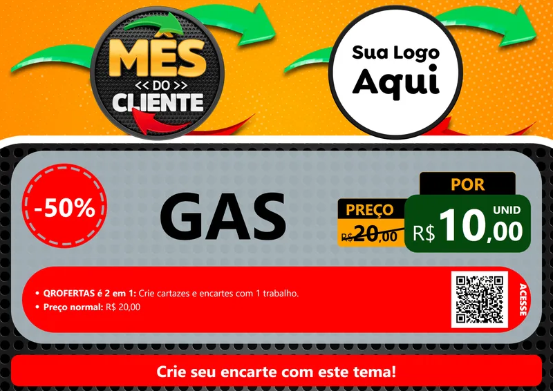Modelo de Cartaz para Cartaz A4 Horizontal com o tema Mês do Cliente para Água e gás
