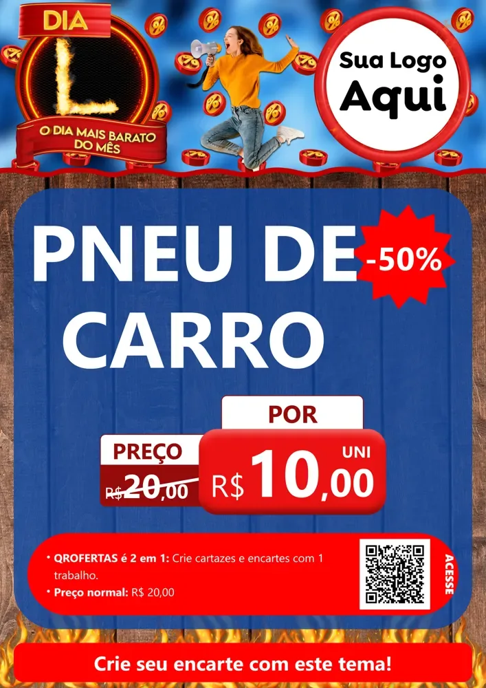 Modelo de Cartaz para Cartaz A4 Vertical com o tema Dia L - O Dia Mais Barato Do Mês para Auto peças