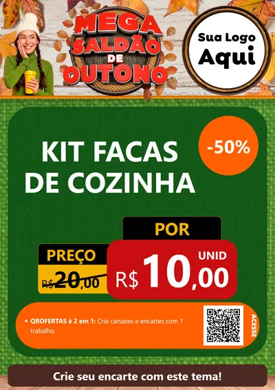 Modelo de Cartaz para Cartaz A4 Vertical com o tema Mega Saldão de Outono para Utilidades Domésticas