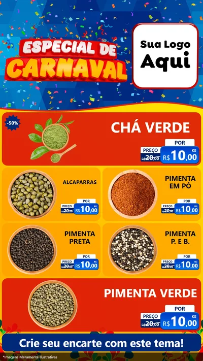 Modelo de TV para TV Vertical com o tema Especial de Carnaval para Produtos Naturais