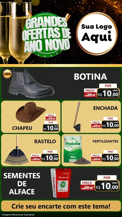 Modelo de TV para TV Vertical com o tema Grandes Ofertas de Ano Novo para Agropecuária