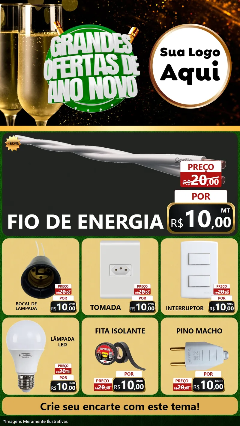 Modelo de Rede Social para Stories com o tema Grandes Ofertas de Ano Novo para Materiais Elétricos