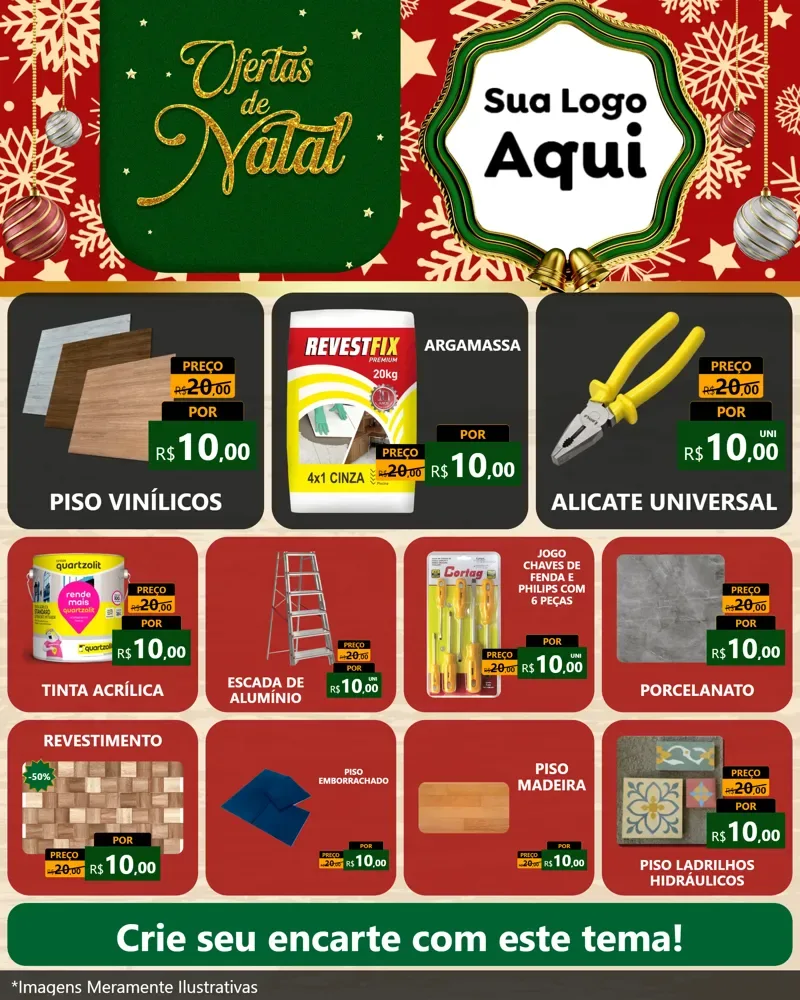 Modelo de Rede Social para Feed Instagram com o tema Natal de Ofertas para Material para Construção