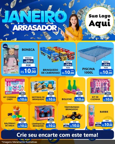 Modelo de Rede Social para Feed Instagram com o tema Janeiro Arrasador para Brinquedos