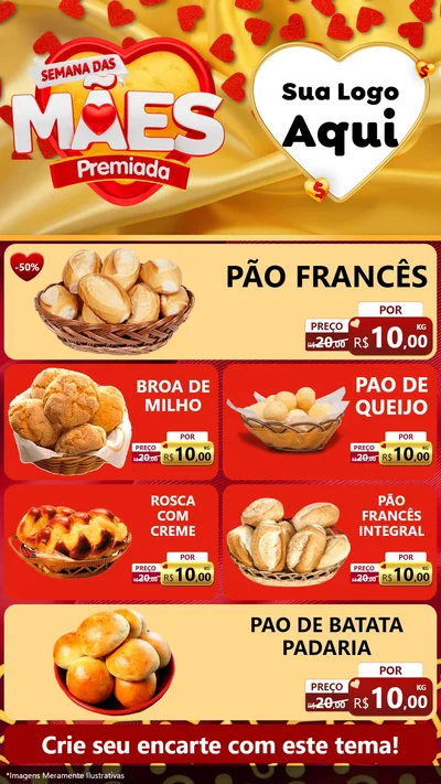 Modelo de TV para TV Vertical com o tema Semana das Mães Premiada para Padaria