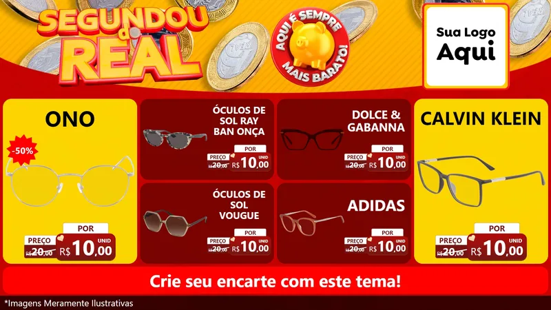 Modelo de TV para TV Horizontal com o tema Segundou do Real para Óticas
