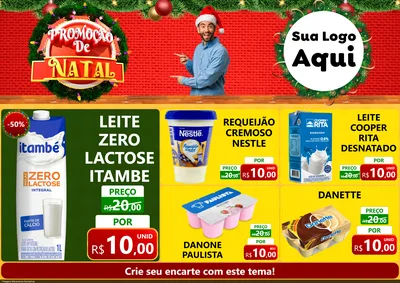 Modelo de Encarte para Encarte A4 Horizontal com o tema Promoção de Natal para Frios e Laticínios