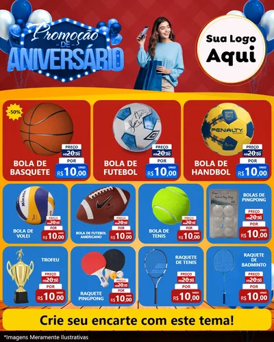 Modelo de Rede Social para Feed Instagram com o tema Promoção de Aniversário para Artigos Esportivos