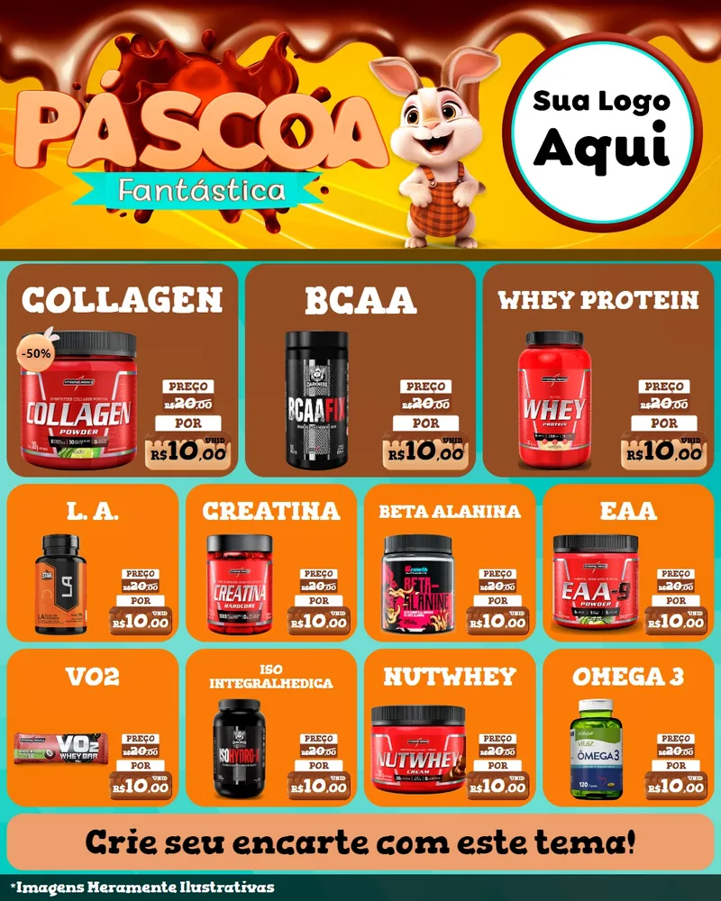 Modelo de Rede Social para Feed Instagram com o tema Páscoa Fantástica para Suplementos alimentares